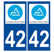 Supstick 2 Stickers Autocollants Plaques Immatriculation Auto Dept 42 Auvergne Rhône Alpes Bleu Foncé Angles Carrés