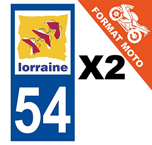 Supstick 2 Stickers Autocollants Plaques Immatriculation Moto Dept 54 Lorraine Bleu Foncé Angles Carrés