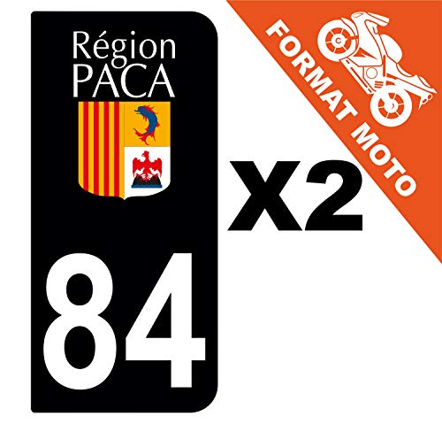 Supstick 2 Stickers Autocollants Plaques Immatriculation Moto Dept 84 Paca Noir 2 Angles Arrondis