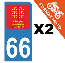Supstick 2 Stickers Autocollants Plaques Immatriculation Moto Dept 66 Languedoc Roussillon Bleu Clair 1 Angle Arrondi