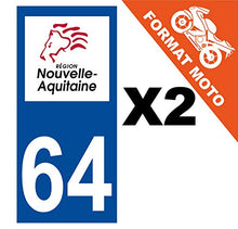 Supstick 2 Stickers Autocollants Plaques Immatriculation Moto Dept 64 Nouvelle Aquitaine Bleu Foncé Angles Carrés