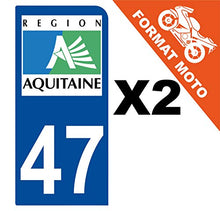 Supstick 2 Stickers Autocollants Plaques Immatriculation Moto Dept 47 Aquitaine Bleu Foncé 1 Angle Arrondi