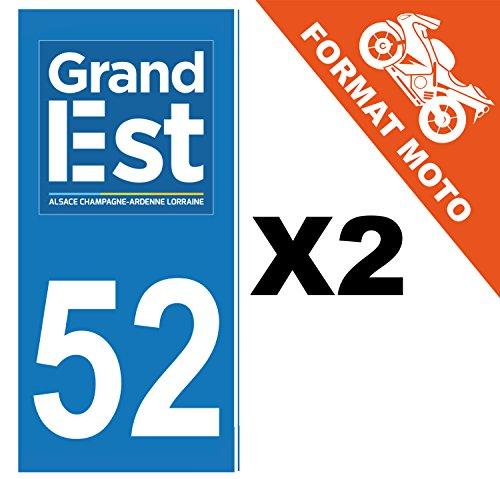 supstick 2 Stickers Autocollant Plaque IMMATRICULATION Moto DEPT 52 Grand Est Format rectangulaire - supstick.fr