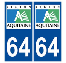 Supstick 2 Stickers Autocollants Plaques Immatriculation Auto Dept 64 Aquitaine Bleu Foncé Angles Carrés