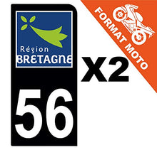 Supstick 2 Stickers Autocollants Plaques Immatriculation Moto Dept 56 Bretagne Noir 1 Angle Arrondi