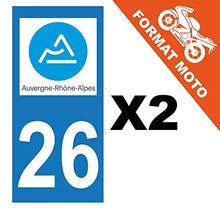 supstick 2 Stickers Autocollant Plaque IMMATRICULATION Moto DEPT 26 Auvergne-Rhône-Alpes Format rectangulaire - supstick.fr