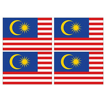 Supstick Lot de 4 Autocollants Stickers Drapeau de Pays Nation Malaisie Format 12x8cm