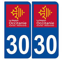 Supstick 2 Stickers Autocollants Plaques Immatriculation Auto Dept 30 Occitanie Bleu Foncé Angles Arrondis