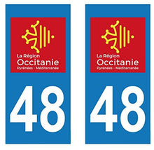 supstick 2 STICKERS AUTOCOLLANT PLAQUE IMMATRICULATION DEPT 48 région Occitanie format rectangulaire - supstick.fr