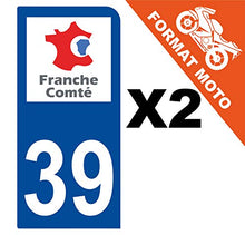 Supstick 2 Stickers Autocollants Plaques Immatriculation Moto Dept 39 Franche Comté Bleu Foncé 1 Angle Arrondi