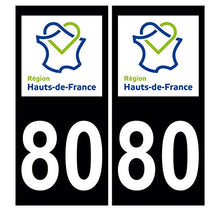 Supstick 2 Stickers Autocollants Plaques Immatriculation Auto Dept 80 Hauts de France Noir Angles Carrés