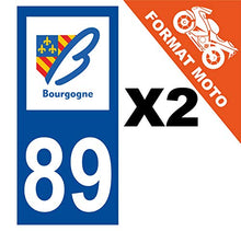 Supstick 2 Stickers Autocollants Plaques Immatriculation Moto Dept 89 Bourgogne Bleu Foncé Angles Carrés