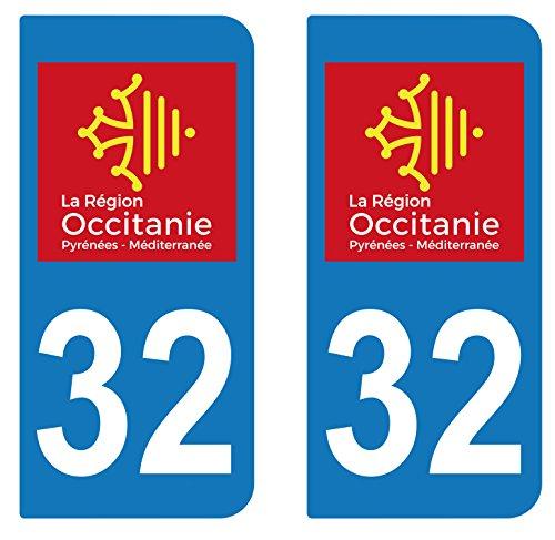supstick 2 STICKERS AUTOCOLLANT PLAQUE IMMATRICULATION DEPT 32 région Occitanie - supstick.fr
