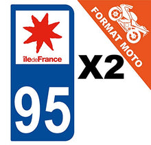 Supstick 2 Stickers Autocollants Plaques Immatriculation Moto Dept 95 Ile de France Bleu Foncé 2 Angles Arrondis