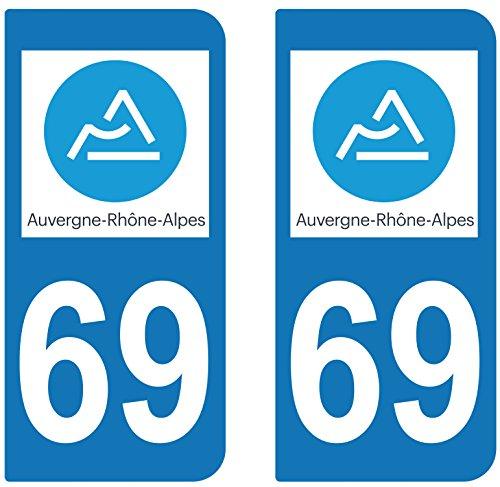 supstick 2 STICKERS AUTOCOLLANT PLAQUE IMMATRICULATION DEPT 69 Auvergne-Rhône-Alpes - supstick.fr