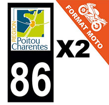 Supstick 2 Stickers Autocollants Plaques Immatriculation Moto Dept 86 Poitou Charentes Noir Angles Carrés