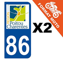 Supstick 2 Stickers Autocollants Plaques Immatriculation Moto Dept 86 Poitou Charentes Bleu Foncé 2 Angles Arrondis