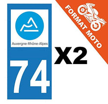 supstick 2 Stickers Autocollant Plaque IMMATRICULATION Moto DEPT 74 Auvergne-Rhône-Alpes Format rectangulaire - supstick.fr