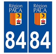 Supstick 2 Stickers Autocollants Plaques Immatriculation Auto Dept 84 Paca Bleu Foncé Angles Carrés