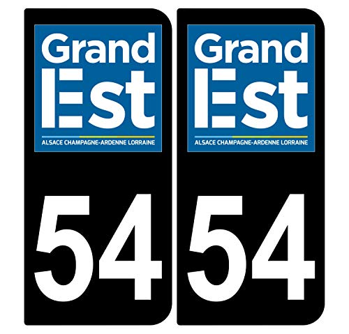 Supstick 2 Stickers Autocollants Plaques Immatriculation Auto Dept 54 Grand Est Noir Angles Arrondis
