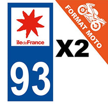 Supstick 2 Stickers Autocollants Plaques Immatriculation Moto Dept 93 Ile de France Bleu Foncé Angles Carrés