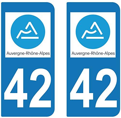 supstick 2 STICKERS AUTOCOLLANT PLAQUE IMMATRICULATION DEPT 42 Auvergne-Rhône-Alpes - supstick.fr