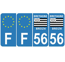 Supstick 4 Stickers Autocollants Plaques Immatriculation Auto Dept 56 Bretagne Breizh Bleu Clair Angles Arrondis