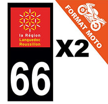 Supstick 2 Stickers Autocollants Plaques Immatriculation Moto Dept 66 Languedoc Roussillon Noir Angles Carrés