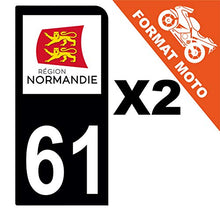 Supstick 2 Stickers Autocollants Plaques Immatriculation Moto Dept 61 Normandie Noir 1 Angle Arrondi