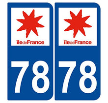 Supstick 2 Stickers Autocollants Plaques Immatriculation Auto Dept 78 Ile de France Bleu Foncé Angles Arrondis