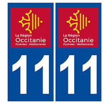 Supstick 2 Stickers Autocollants Plaques Immatriculation Auto Dept 11 Occitanie Bleu Foncé Angles Carrés