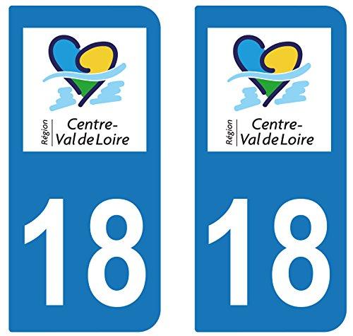 supstick 2 STICKERS AUTOCOLLANT PLAQUE IMMATRICULATION DEPT 18 region Centre-Val de Loire - supstick.fr