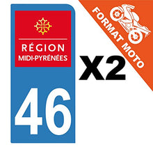 Supstick 2 Stickers Autocollants Plaques Immatriculation Moto Dept 46 Midi Pyrénées Bleu Clair 1 Angle Arrondi
