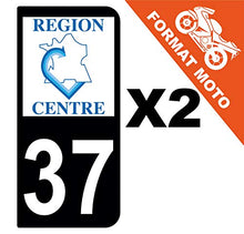 Supstick 2 Stickers Autocollants Plaques Immatriculation Moto Dept 37 Centre Noir 2 Angles Arrondis