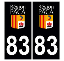 Supstick 2 Stickers Autocollants Plaques Immatriculation Auto Dept 83 Paca Noir Angles Carrés