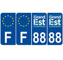 Supstick 4 Stickers Autocollants Plaques Immatriculation Auto Dept 88 Grand Est Bleu Foncé Angles Arrondis