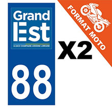 Supstick 2 Stickers Autocollants Plaques Immatriculation Moto Dept 88 Grand Est Bleu Foncé Angles Carrés