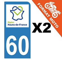 Supstick 2 Stickers Autocollants Plaques Immatriculation Moto Dept 60 Hauts de France Bleu Clair 1 Angle Arrondi