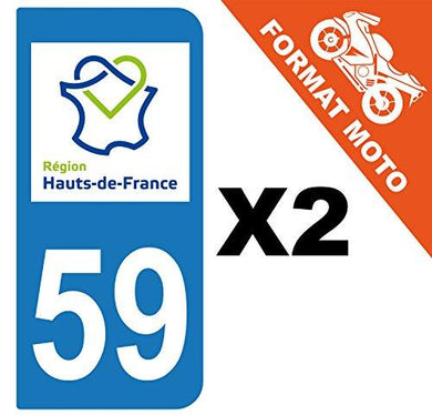 supstick 2 Stickers Autocollant Plaque IMMATRICULATION Moto DEPT 59 Hauts de France - supstick.fr