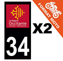 Supstick 2 Stickers Autocollants Plaques Immatriculation Moto Dept 34 Occitanie Noir Angles Carrés