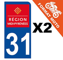 Supstick 2 Stickers Autocollants Plaques Immatriculation Moto Dept 31 Midi Pyrénées Bleu Foncé 1 Angle Arrondi