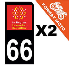 Supstick 2 Stickers Autocollants Plaques Immatriculation Moto Dept 66 Languedoc Roussillon Noir 1 Angle Arrondi