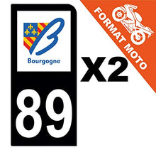 Supstick 2 Stickers Autocollants Plaques Immatriculation Moto Dept 89 Bourgogne Noir 1 Angle Arrondi