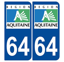 Supstick 2 Stickers Autocollants Plaques Immatriculation Auto Dept 64 Aquitaine Bleu Foncé Angles Arrondis