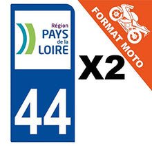 Supstick 2 Stickers Autocollants Plaques Immatriculation Moto Dept 44 Pays de la Loire Bleu Foncé 1 Angle Arrondi
