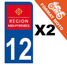 Supstick 2 Stickers Autocollants Plaques Immatriculation Moto Dept 12 Midi Pyrénées Bleu Foncé 1 Angle Arrondi