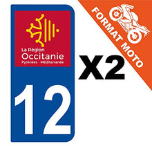 Supstick 2 Stickers Autocollants Plaques Immatriculation Moto Dept 12 Occitanie Bleu Foncé 2 Angles Arrondis