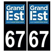 Supstick 2 Stickers Autocollants Plaques Immatriculation Auto Dept 67 Grand est Noir Angles Carrés