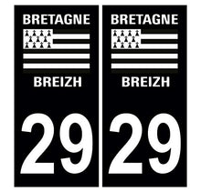 Supstick 2 Stickers Autocollants Plaques Immatriculation Auto Dept 29 Bretagne Breizh Noir Angles Carrés