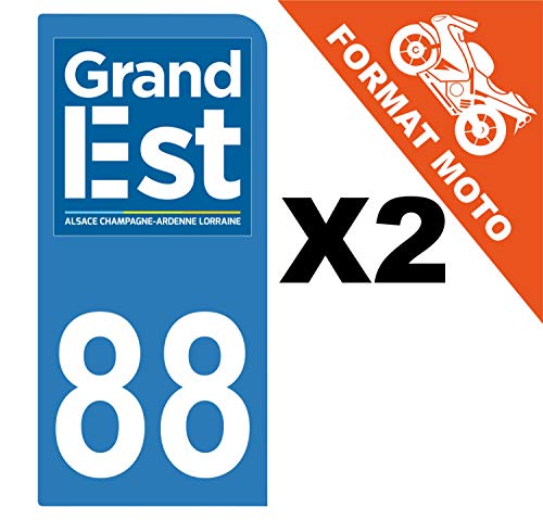Supstick 2 Stickers Autocollants Plaques Immatriculation Moto Dept 88 Grand Est Bleu Clair 1 Angle Arrondi